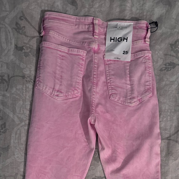 NWT rag & bone nina high rise ankle skinny, marbled pink, size 25 - Picture 4 of 4